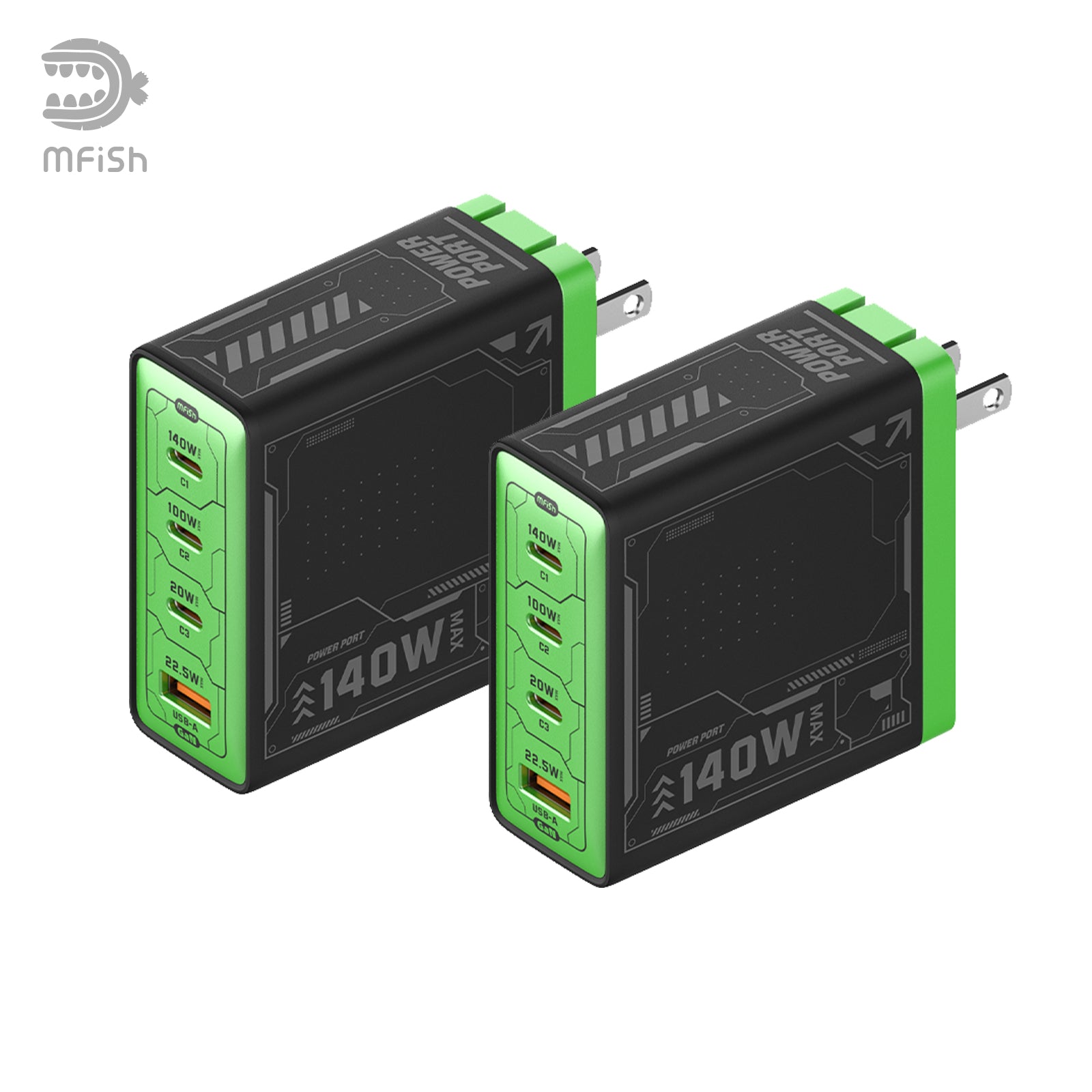 mfish-rehino-4-ports-140W-Charger-green^2