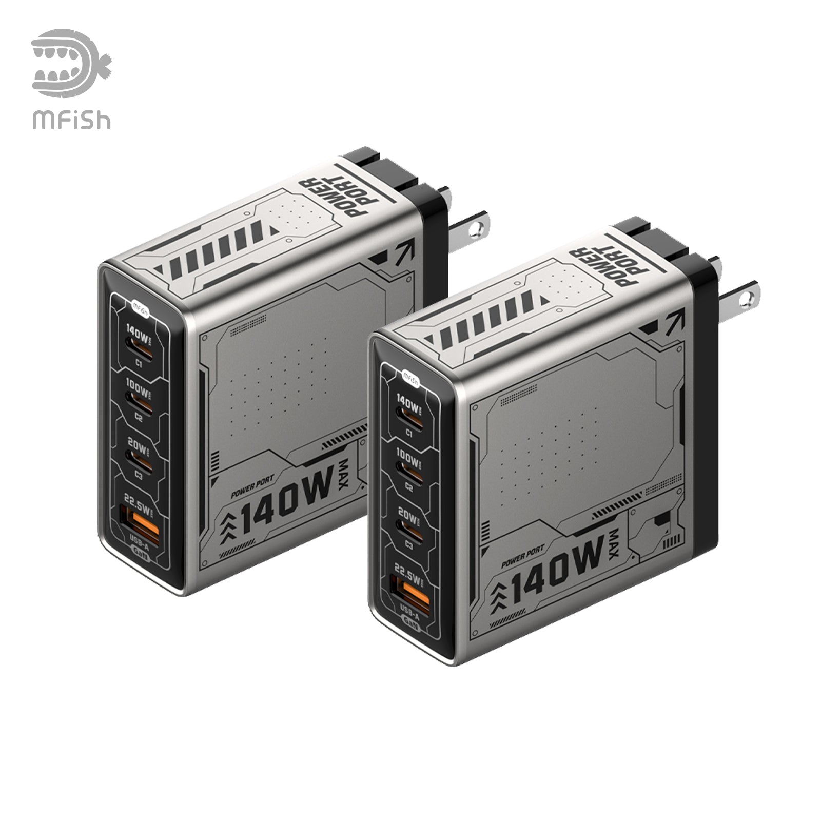 mfish-rehino-4-ports-140W-Charger-silver^2