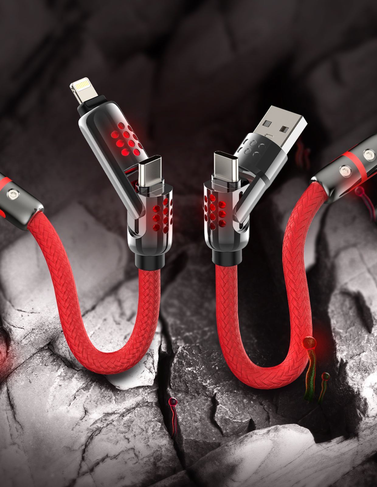 mfish Armored Dragon Ⅷ Coiled 4-in-1 Charging Cable