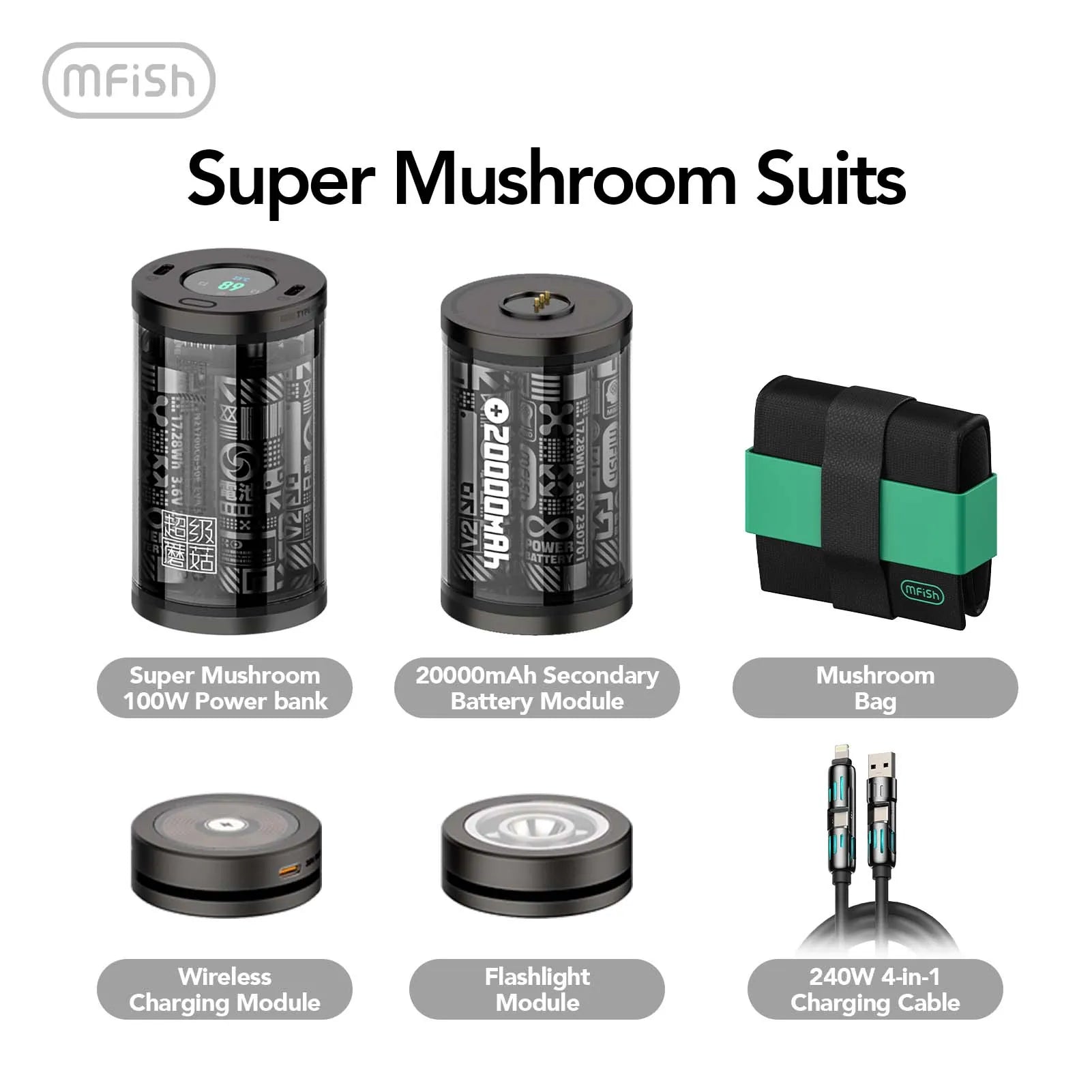 mfish Super Mushroom 40000mAh Modular Power Bank-07